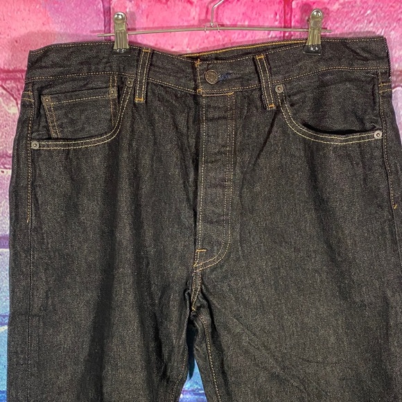Levi’s 501 Black Denim Jeans Men’s 36x30 Button Fly Straight Leg Classic Vintage - Picture 8 of 10